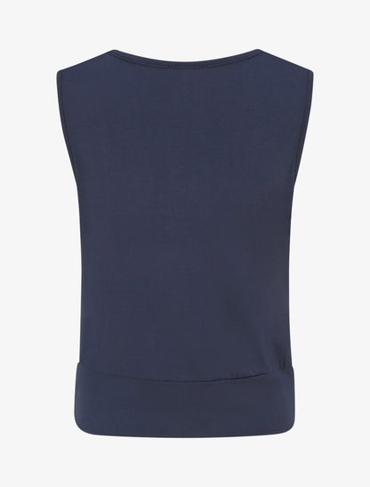 Top uni à empiècement bijou strassé - Marine - 2