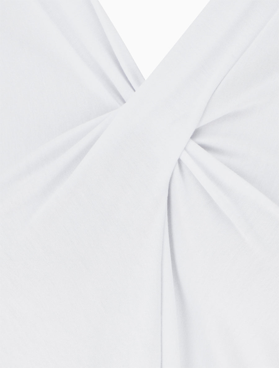 Robe bimatière à col V - Turquoise - 3