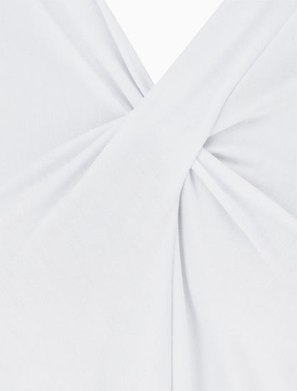 Robe bimatière à col V - Turquoise - 3