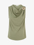 Top uni à empiècement bijou - Kaki - 1