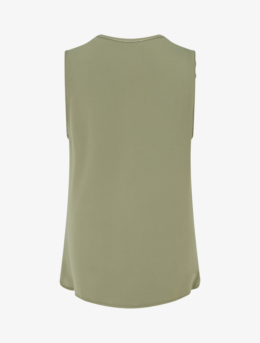 Top uni à empiècement bijou - Kaki - 2