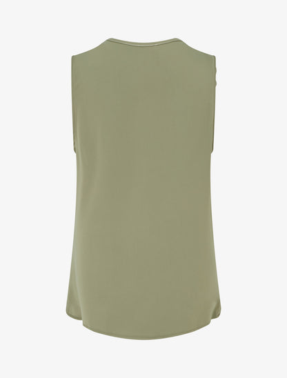 Top uni à empiècement bijou - Kaki - 2