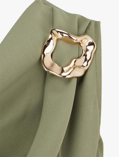 Top uni à empiècement bijou - Kaki - 3