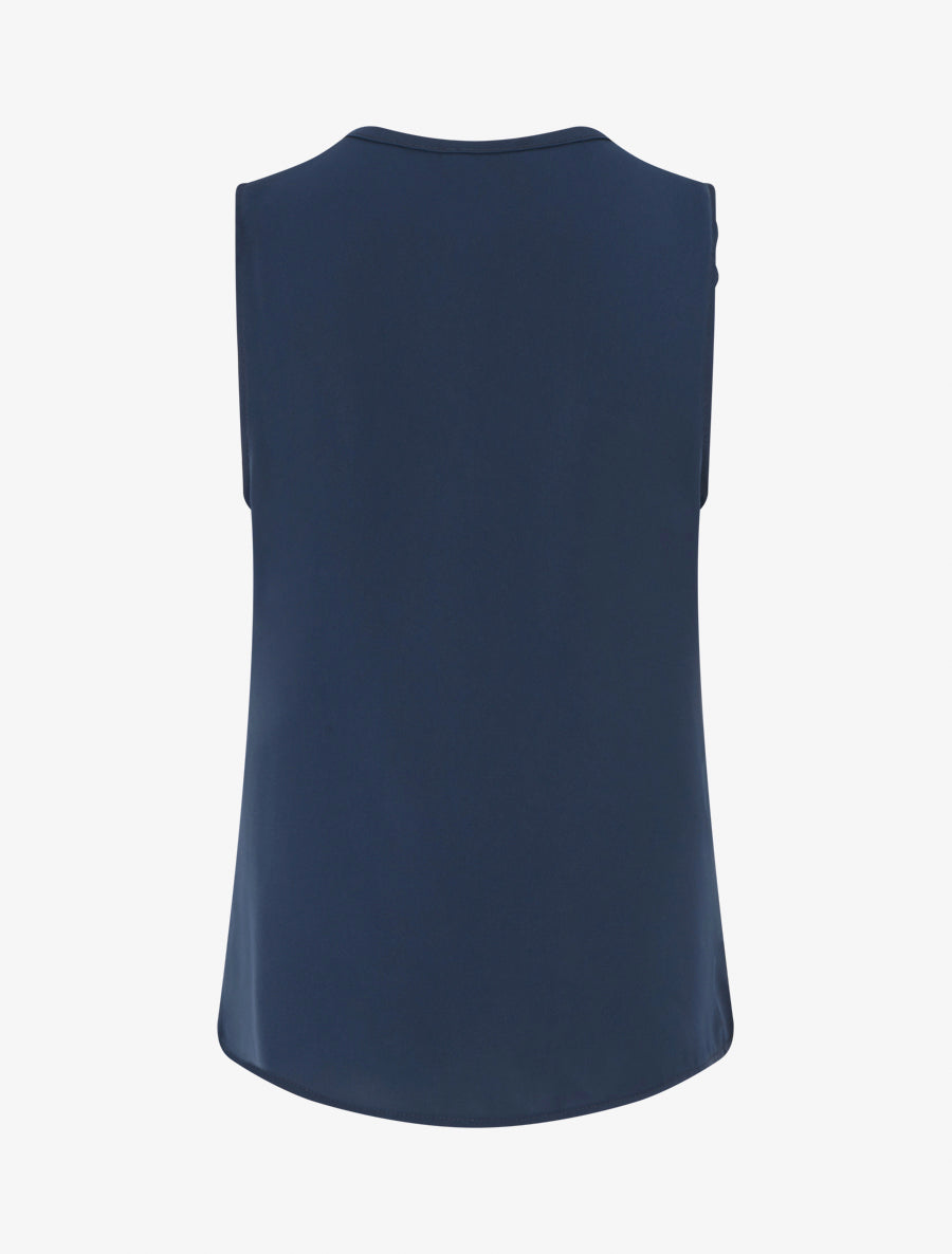 Top uni à empiècement bijou - Marine - 2
