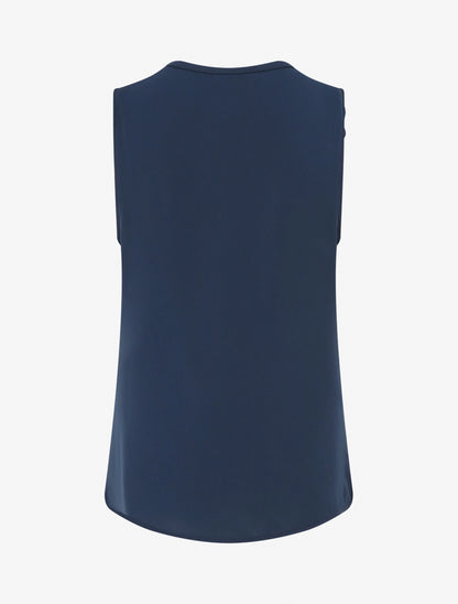 Top uni à empiècement bijou - Marine - 2
