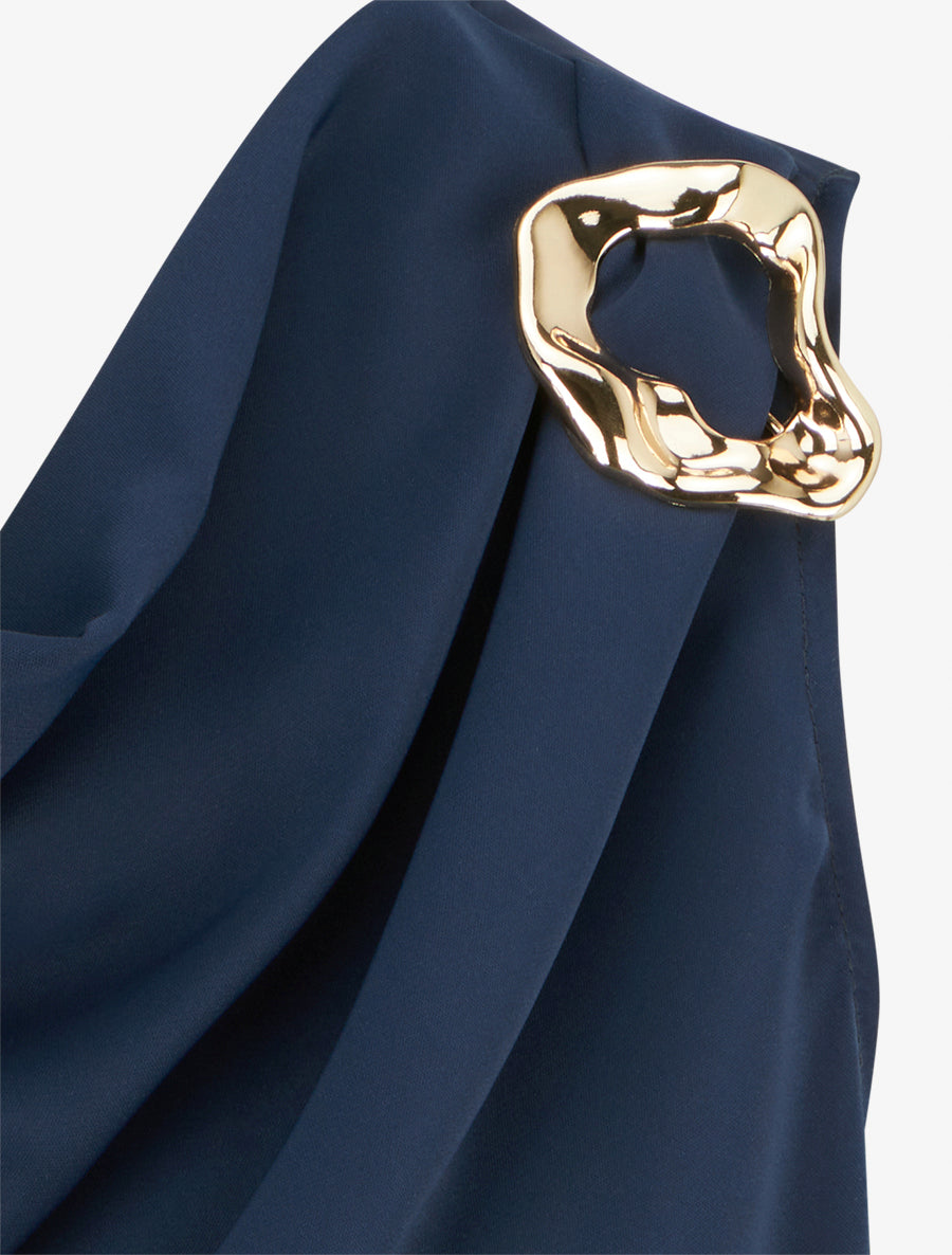 Top uni à empiècement bijou - Marine - 3