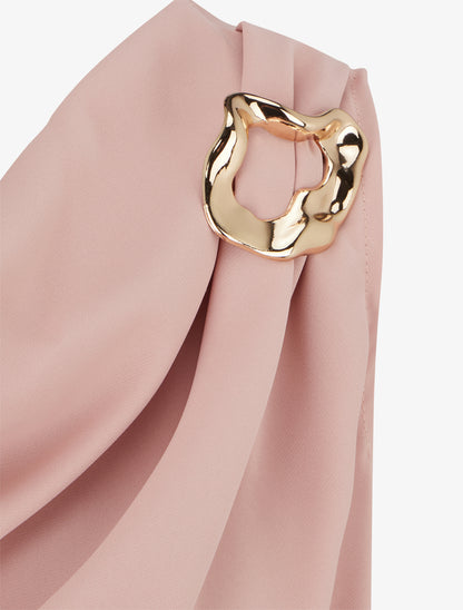 Top uni à empiècement bijou - Vieux rose - 3