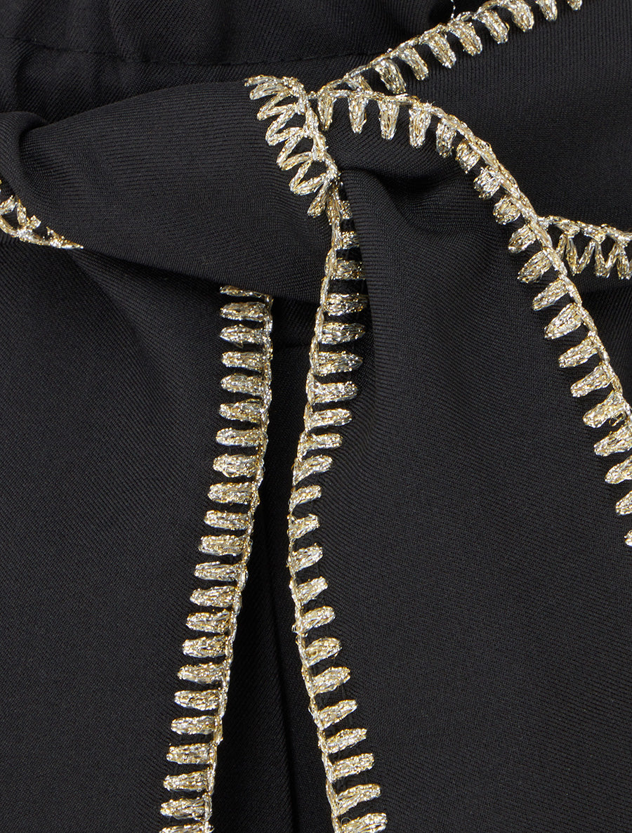 Pantalon ceinturé à détail irisé - Noir - 3