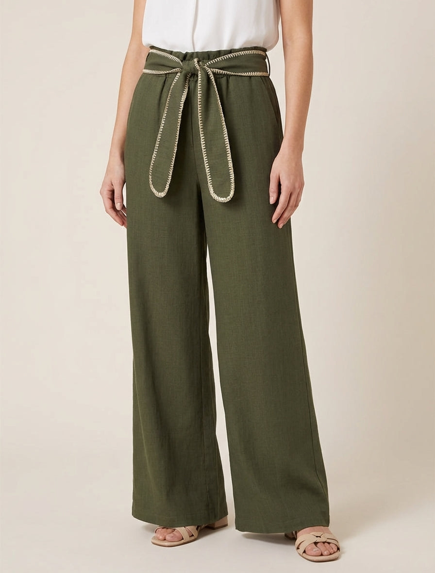 Ceintuurbroek met iriserend detail - Kaki