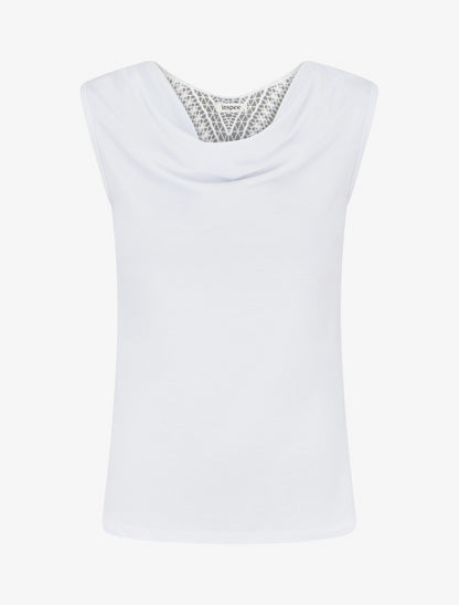 Top uni sans manches à broderie au dos - Blanc - 1