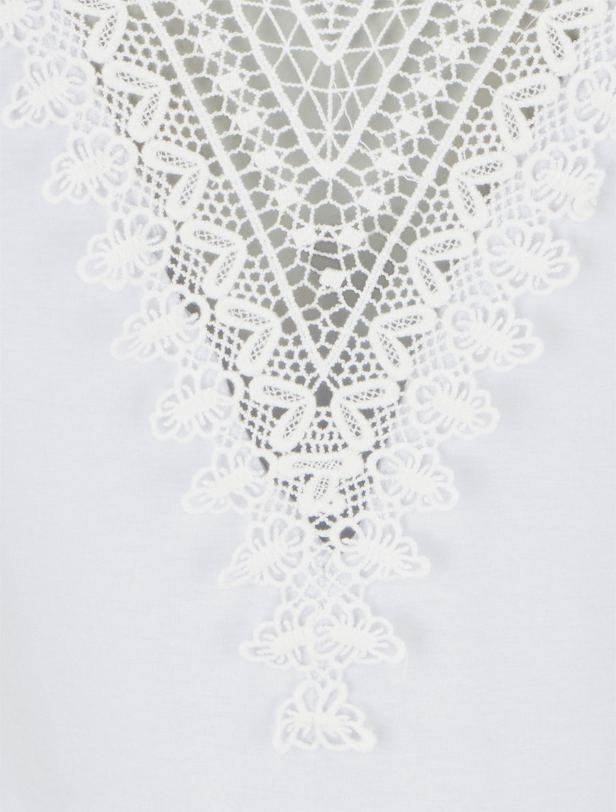 Top uni sans manches à broderie au dos - Blanc - 3