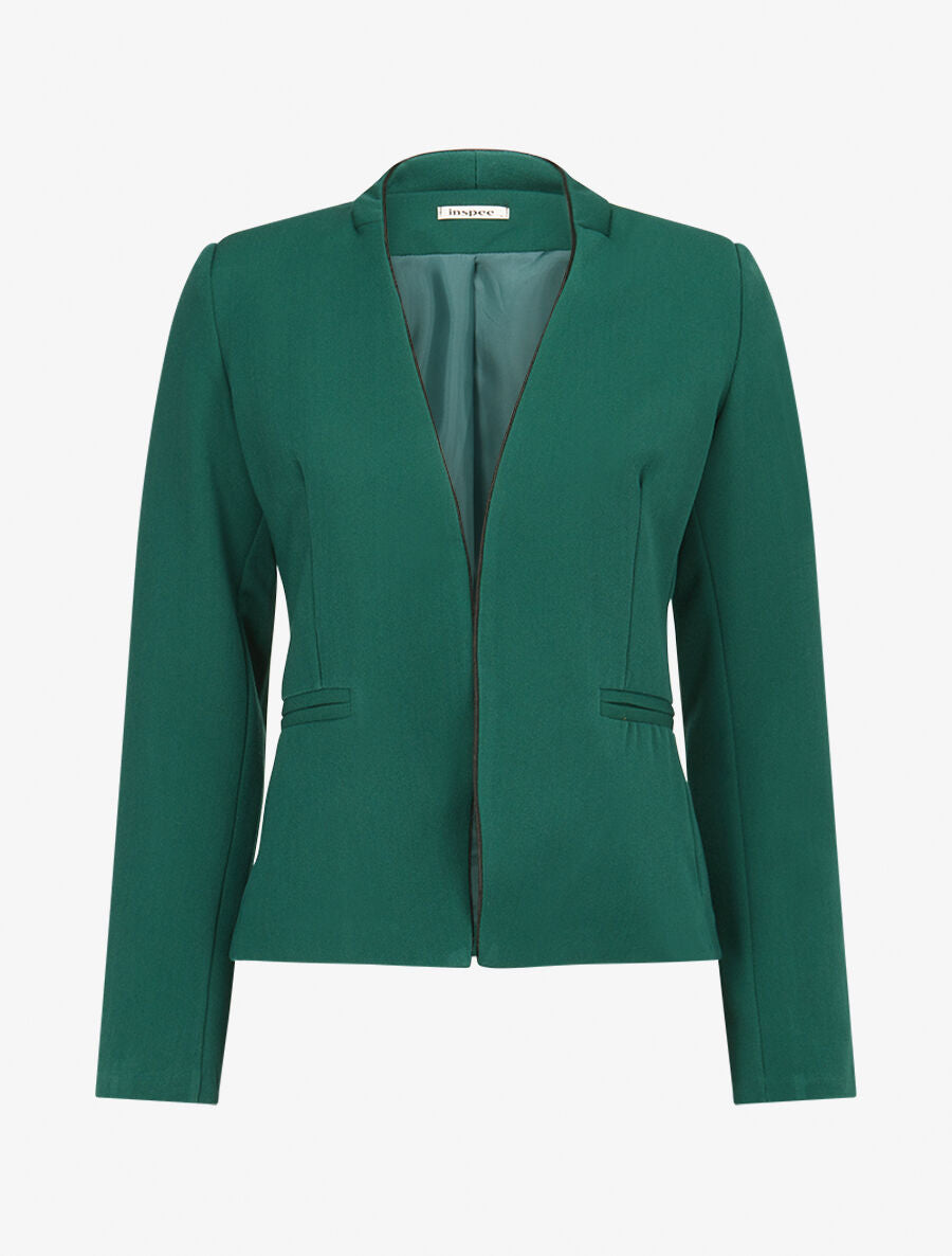Veste ouverte à liseret - Vert forêt - 4