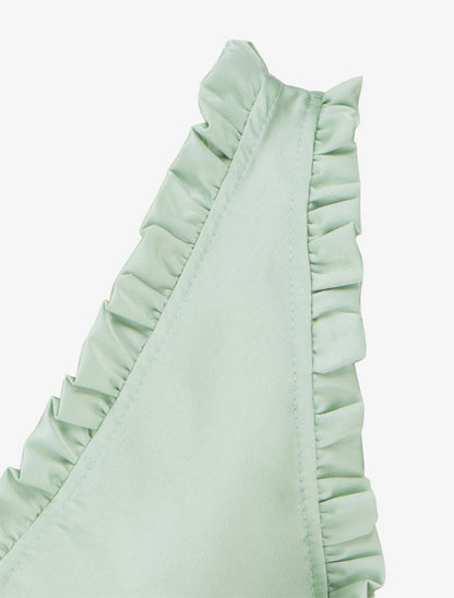 Top satiné sans manches à col volanté - Vert d&