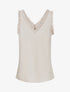 Top satiné sans manches à col volanté - Beige - 1
