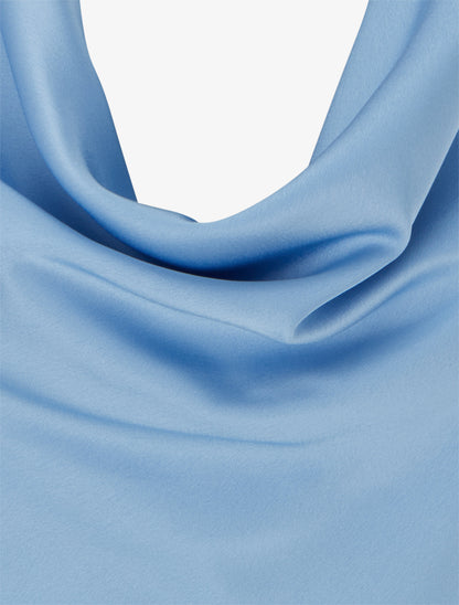 Top satiné sans manches col bénitier - Bleu ciel - 3
