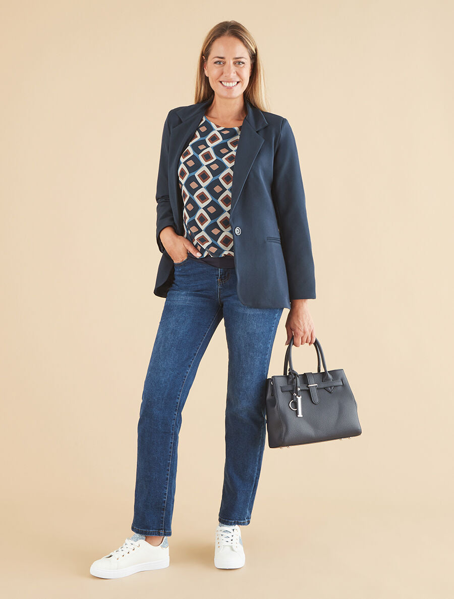 Veste basique cintrée à 1 bouton - Marine - 4