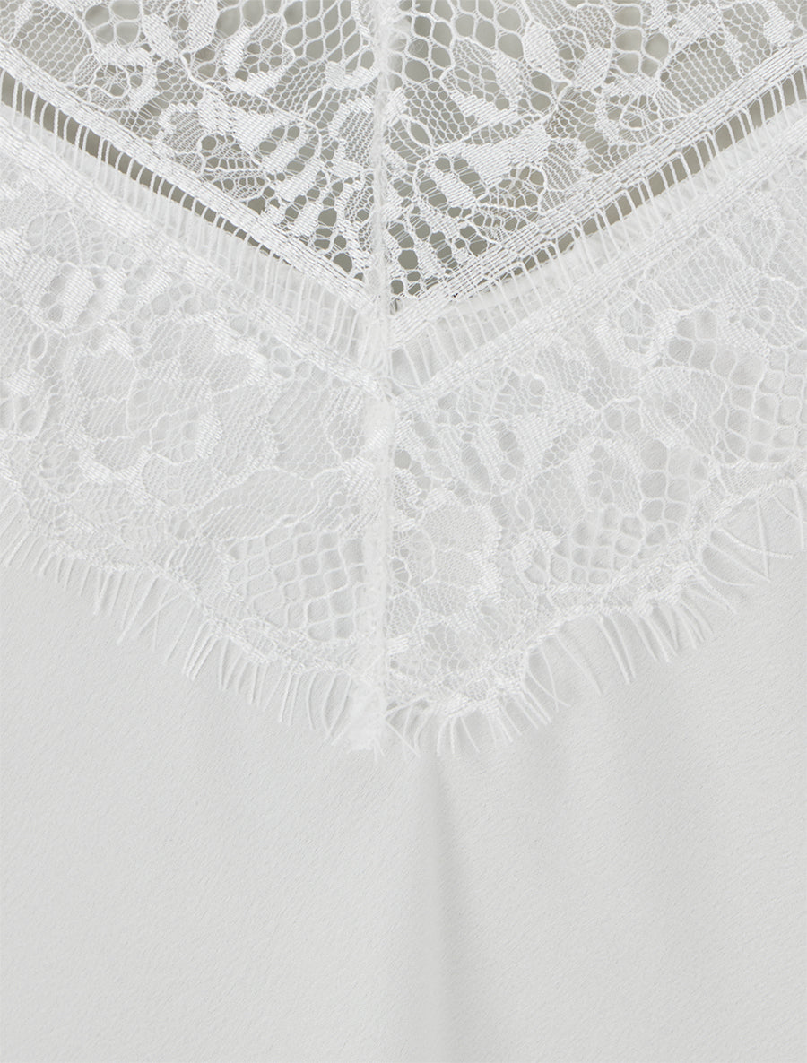 Caraco à col V en dentelle - Blanc - 3