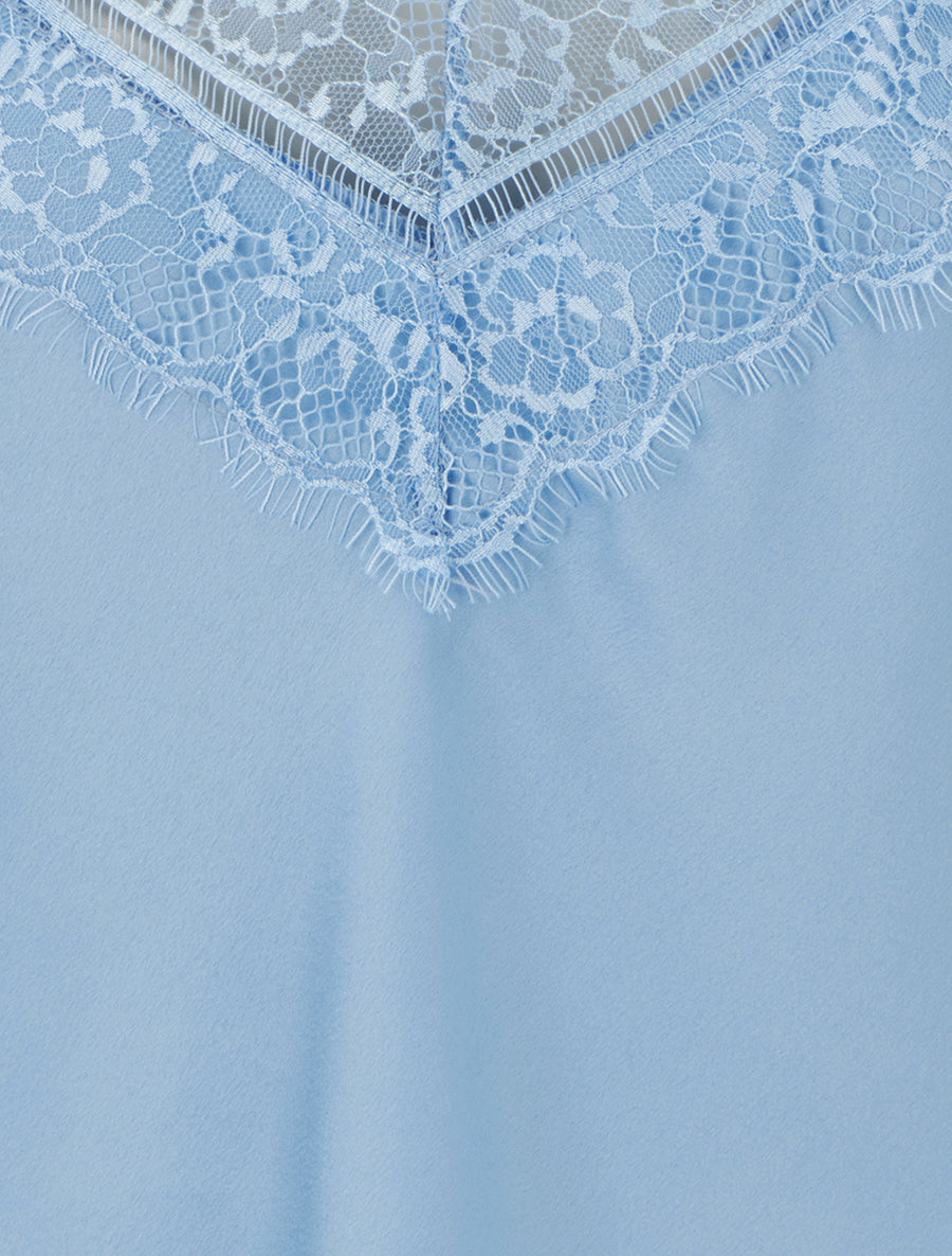 Caraco à col V en dentelle - Bleu ciel - 3