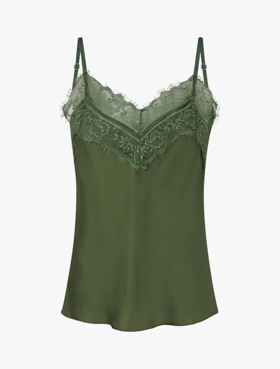 Caraco à col V en dentelle - Kaki - 1