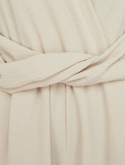 Combinaison sans manches à ceinture torsadée - Beige - 3