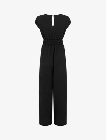 Combinaison ample à col cache-coeur effet drapé - Noir - 2