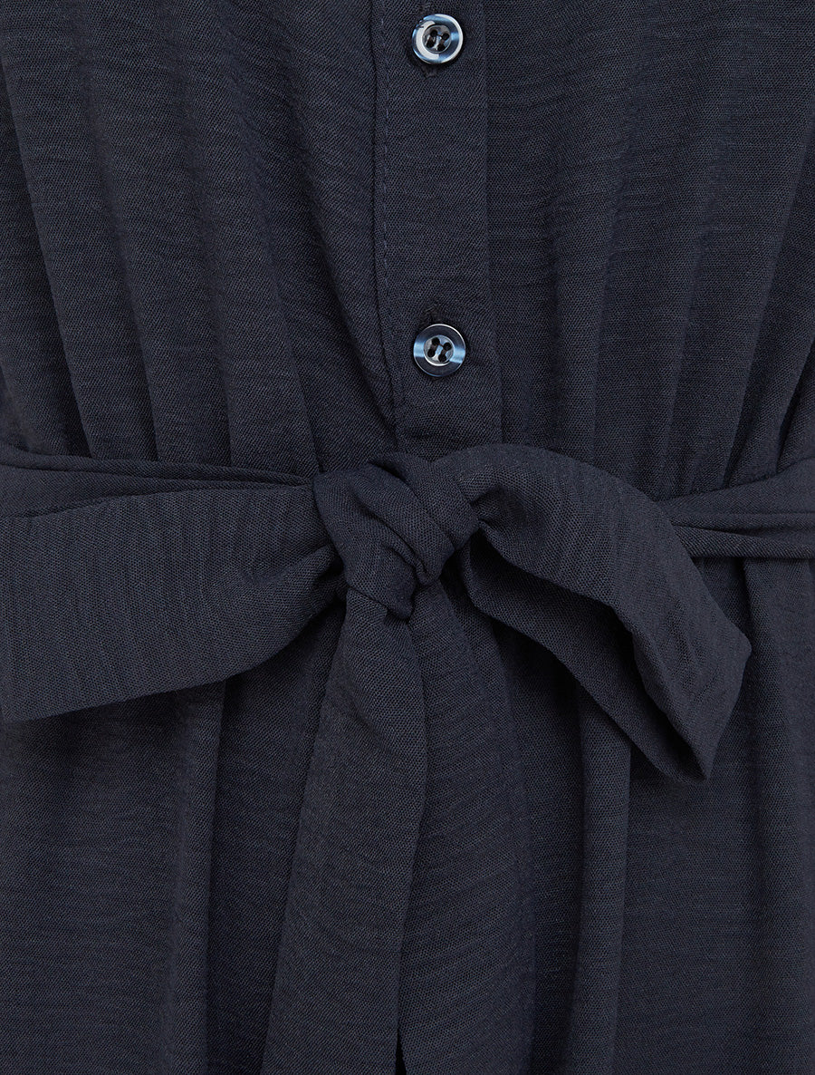 Combinaison boutonnée à épaules en dentelle - Marine - 3