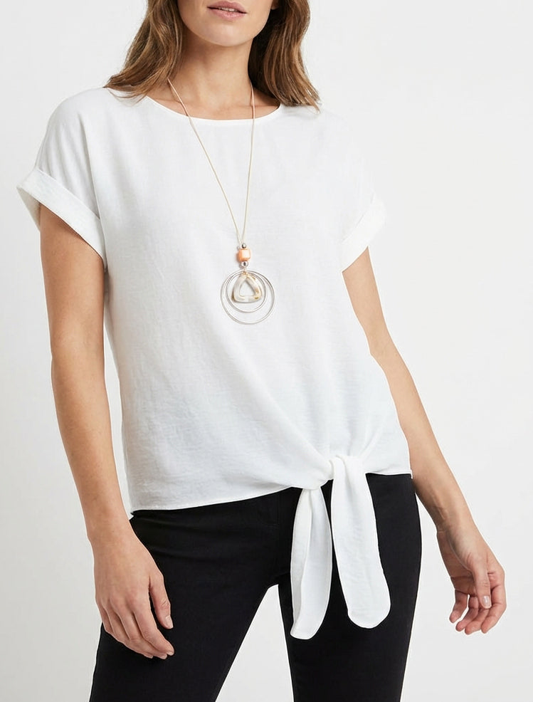 Kort mouwtop om te knopen - Wit