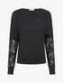 Pull fin dolman à bande dentelle - Noir - 4
