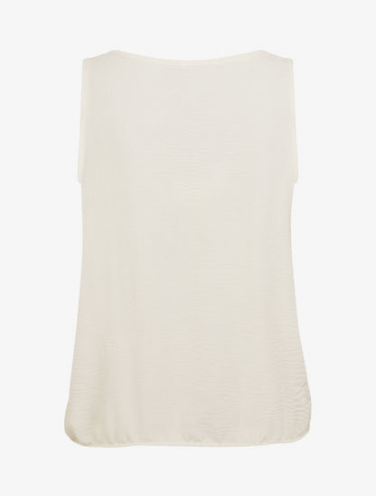 Top élastiqué à empiècement bijou - Beige - 2