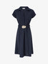 Robe fluide unie ceinturée - Marine - 1