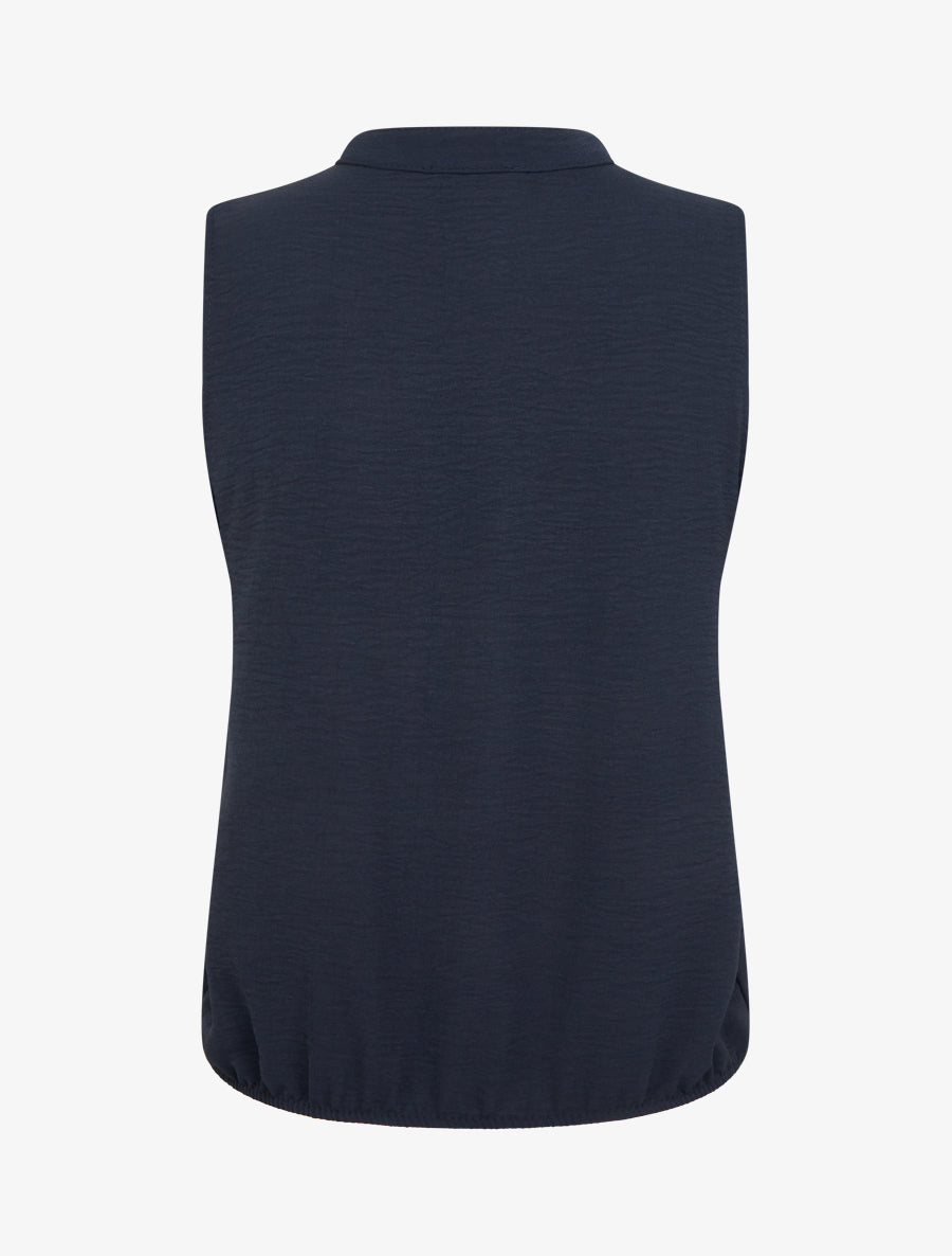 Top uni à col V - Marine - 2