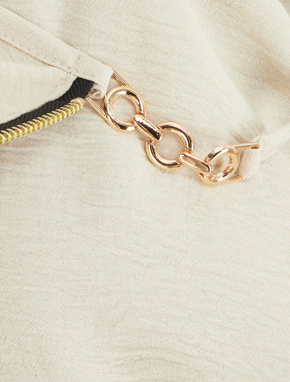 Caraco uni à col V zippé - Beige - 3