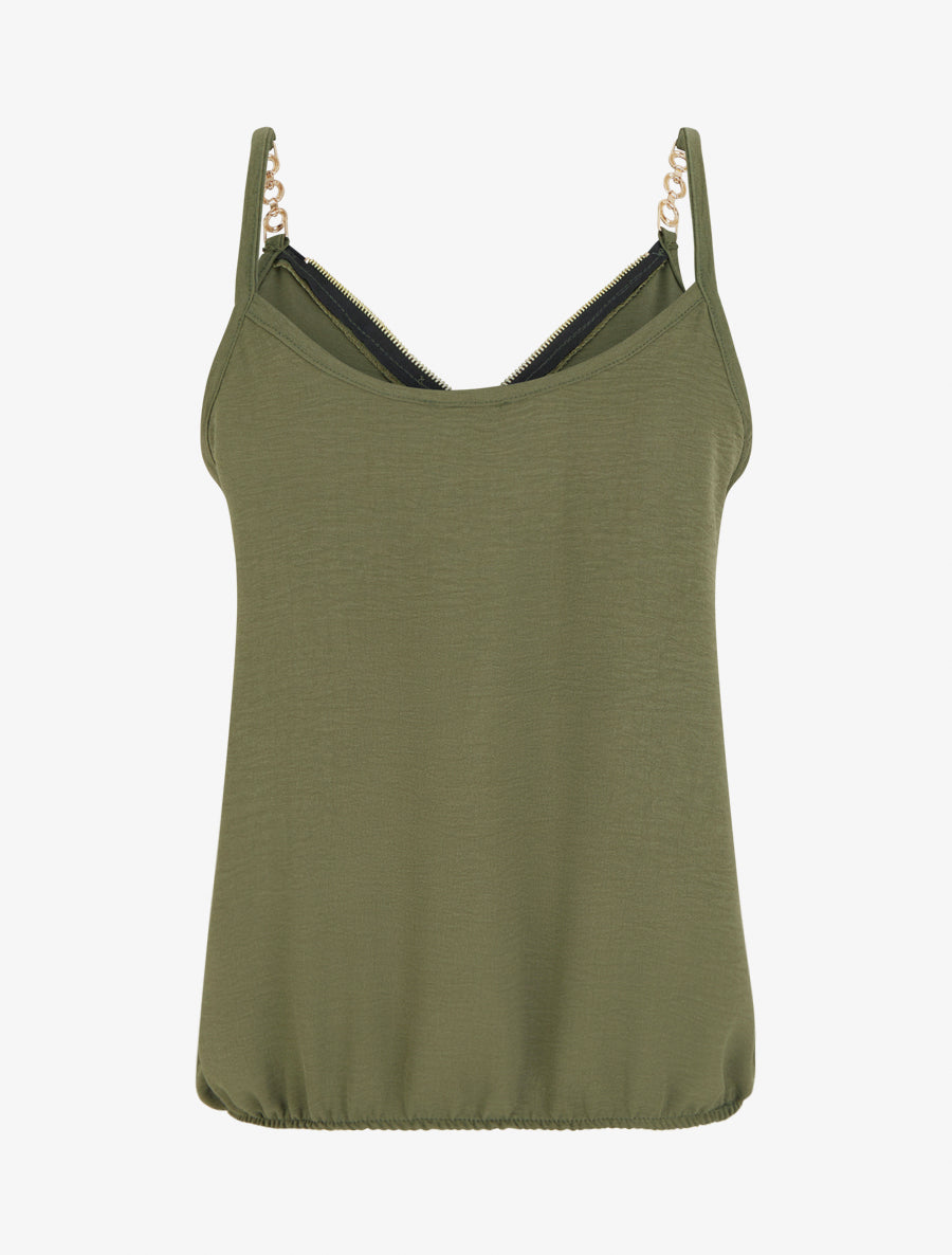 Caraco uni à col V zippé - Kaki - 2