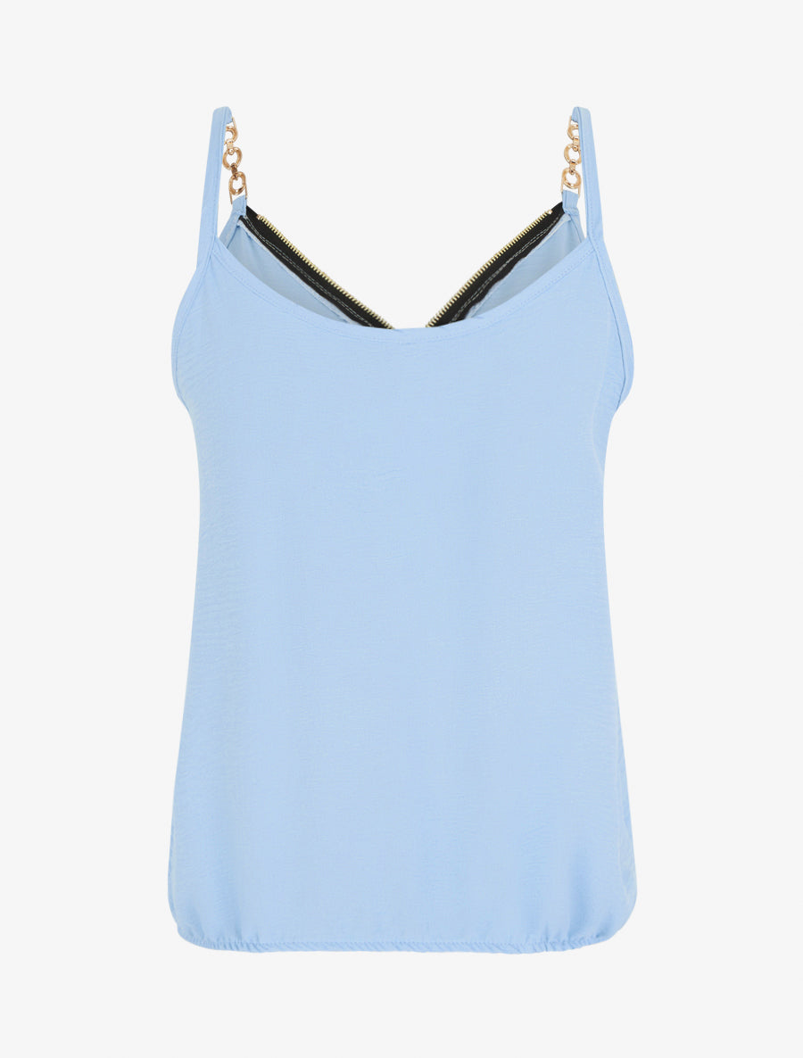 Caraco uni à col V zippé - Bleu ciel - 2