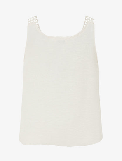 Top sans manches à dentelle et crochet - Beige - 2