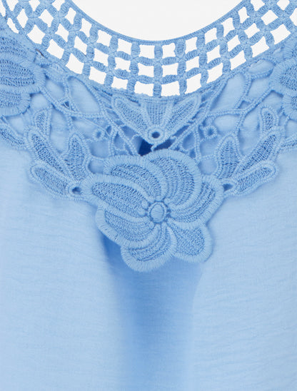 Top sans manches à dentelle et crochet - Bleu ciel - 3