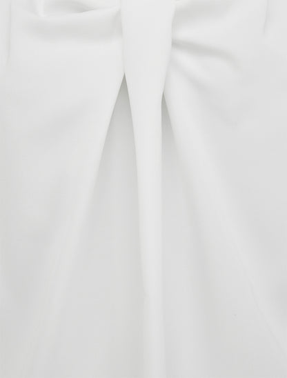 Top droit uni à col V - Blanc - 3