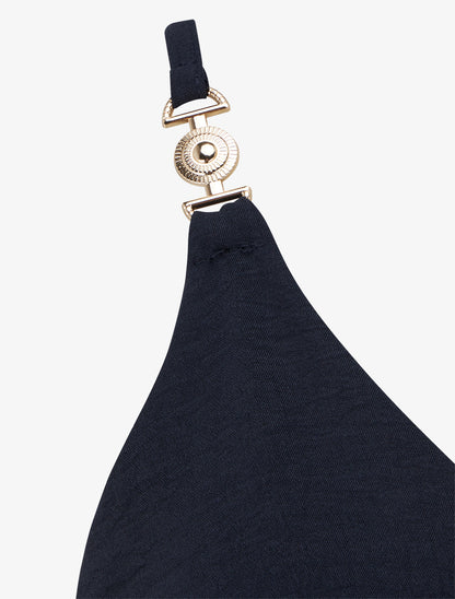 Robe évasée à bretelles bijoux - Marine - 3