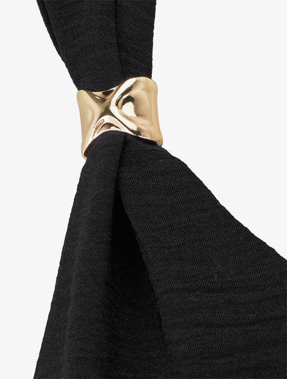 Robe longue à pans à nouer - Noir - 3