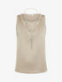 Top satiné sans manches à col bijou - Taupe - 1