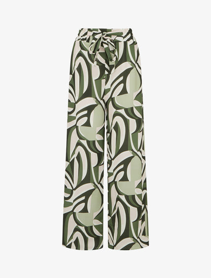 Pantalon ample imprimé graphique - Kaki - 1