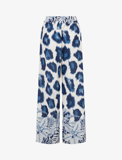 Pantalon ample imprimé léopard fantaisie - Marine - 2