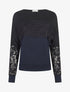 Pull fin dolman à bande dentelle - Marine - 4