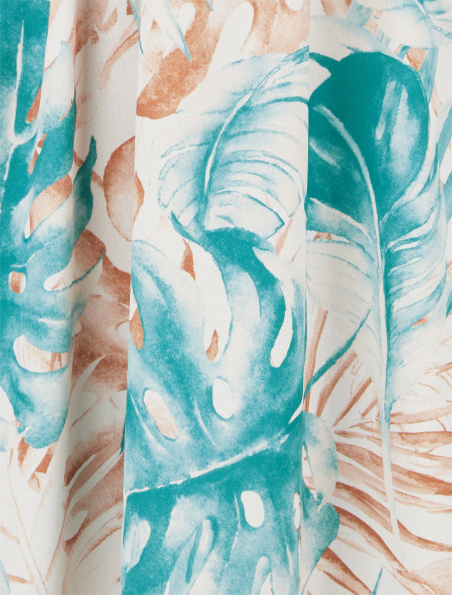 Robe longue à dos élastiqué imprimé feuillage - Turquoise - 3