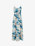 Robe longue à dos élastiqué imprimé fleuri - Bleu canard - 1