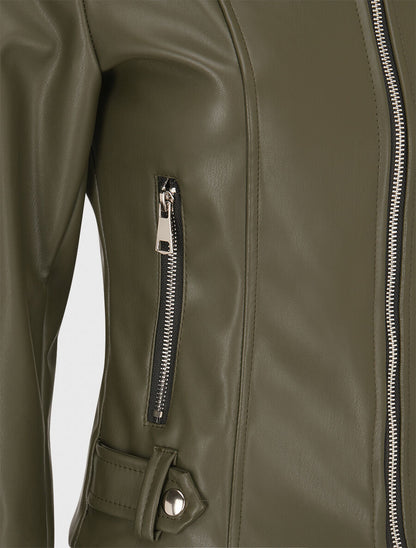 Veste moulante en simili - Kaki - 3