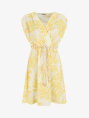 Robe mi-longue sans manches imprimé tropical - Jaune - 1
