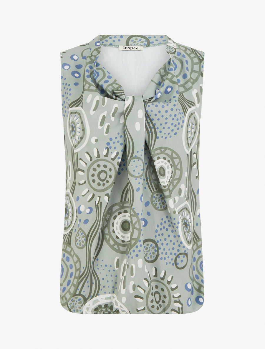 Top boule sans manches imprimé graphique - Vert clair - 1