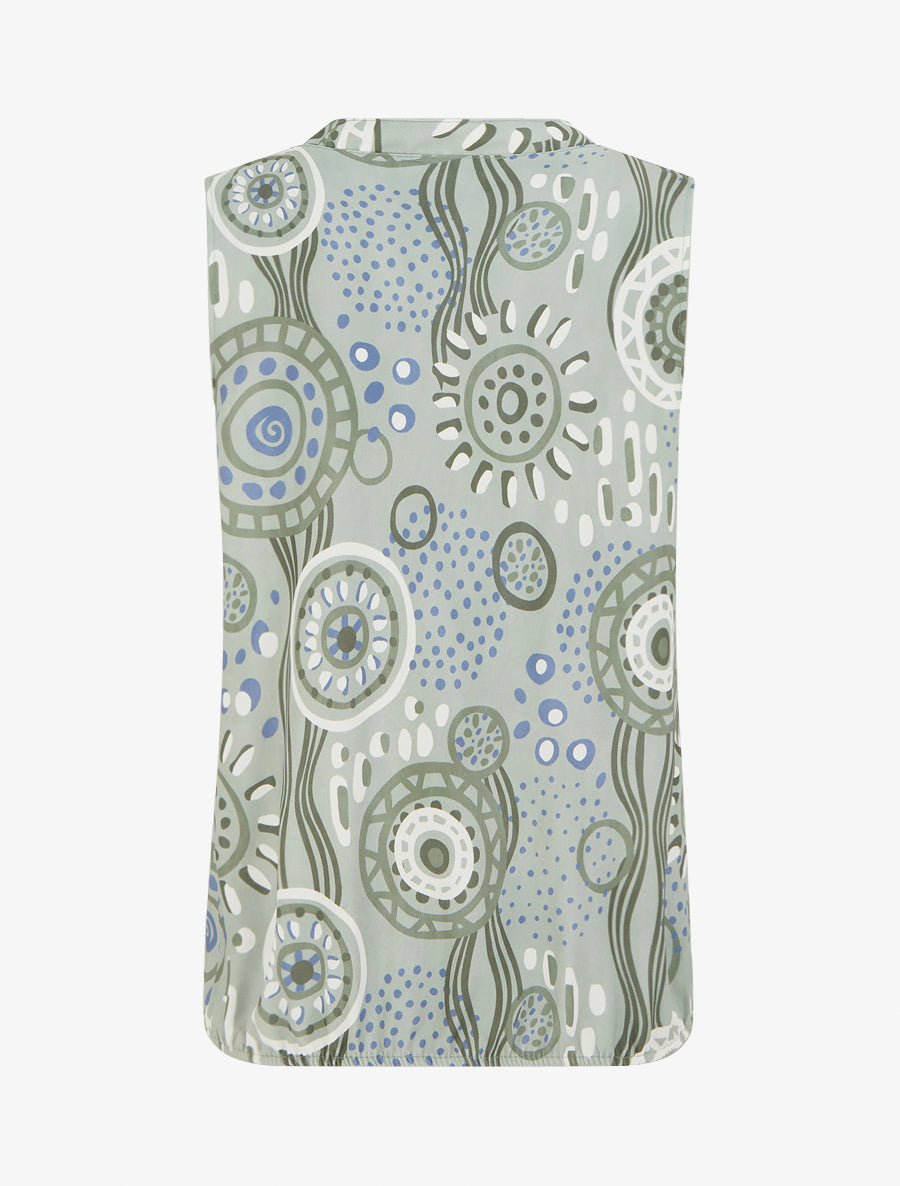 Top boule sans manches imprimé graphique - Vert clair - 2