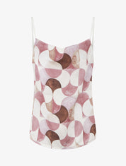 Caraco satiné imprimé rétro - Vieux rose - 1